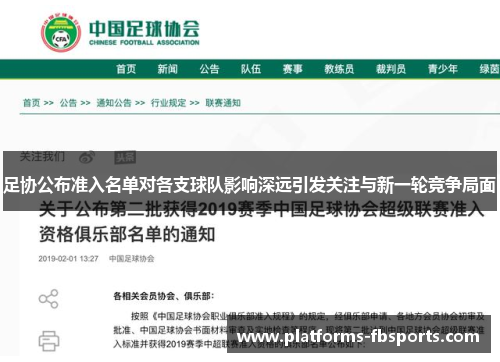 足协公布准入名单对各支球队影响深远引发关注与新一轮竞争局面